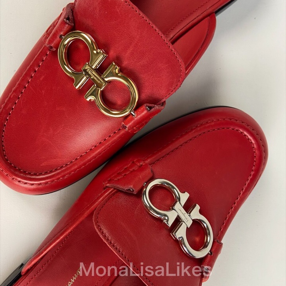 New SALVATORE FERRAGAMO Double Gancio Mules Shoes